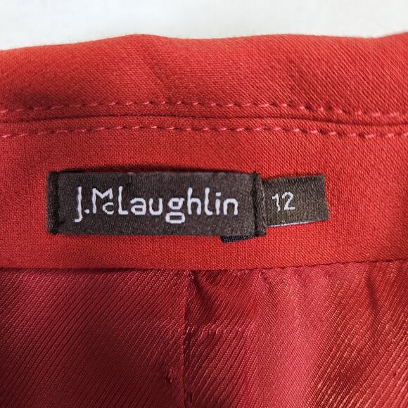 J McLaughlin Womens 12 Double Breasted Blazer Red Preppy Designer Old Money Peak - Picture 12 of 16